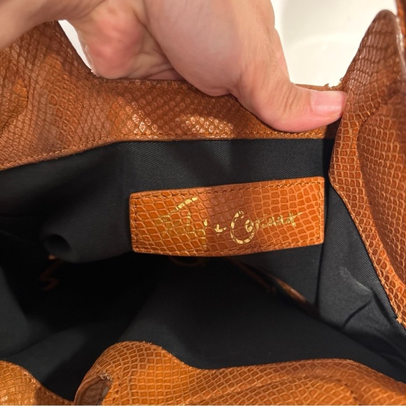 FOLEY + CORINNA City Tote Handbag Croc Embossed Leather Mid Shoulder Bag Brown - Picture 10 of 11